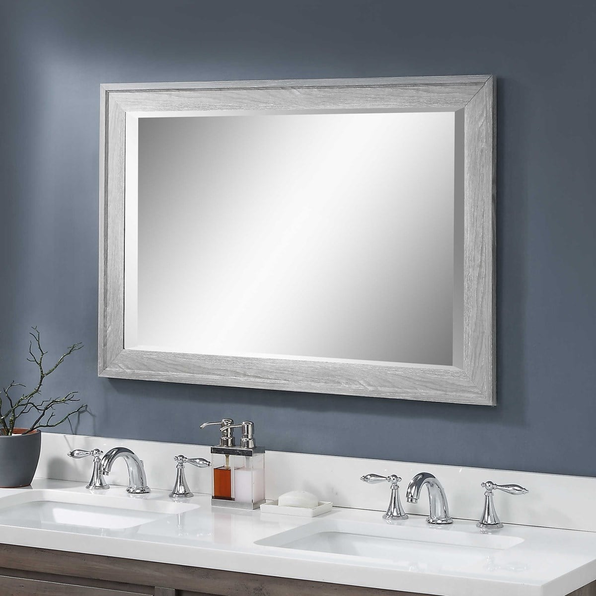 Distressed Gray with Wood Grain Mirror By Modish Store | Mirrors | Modishstore - 4