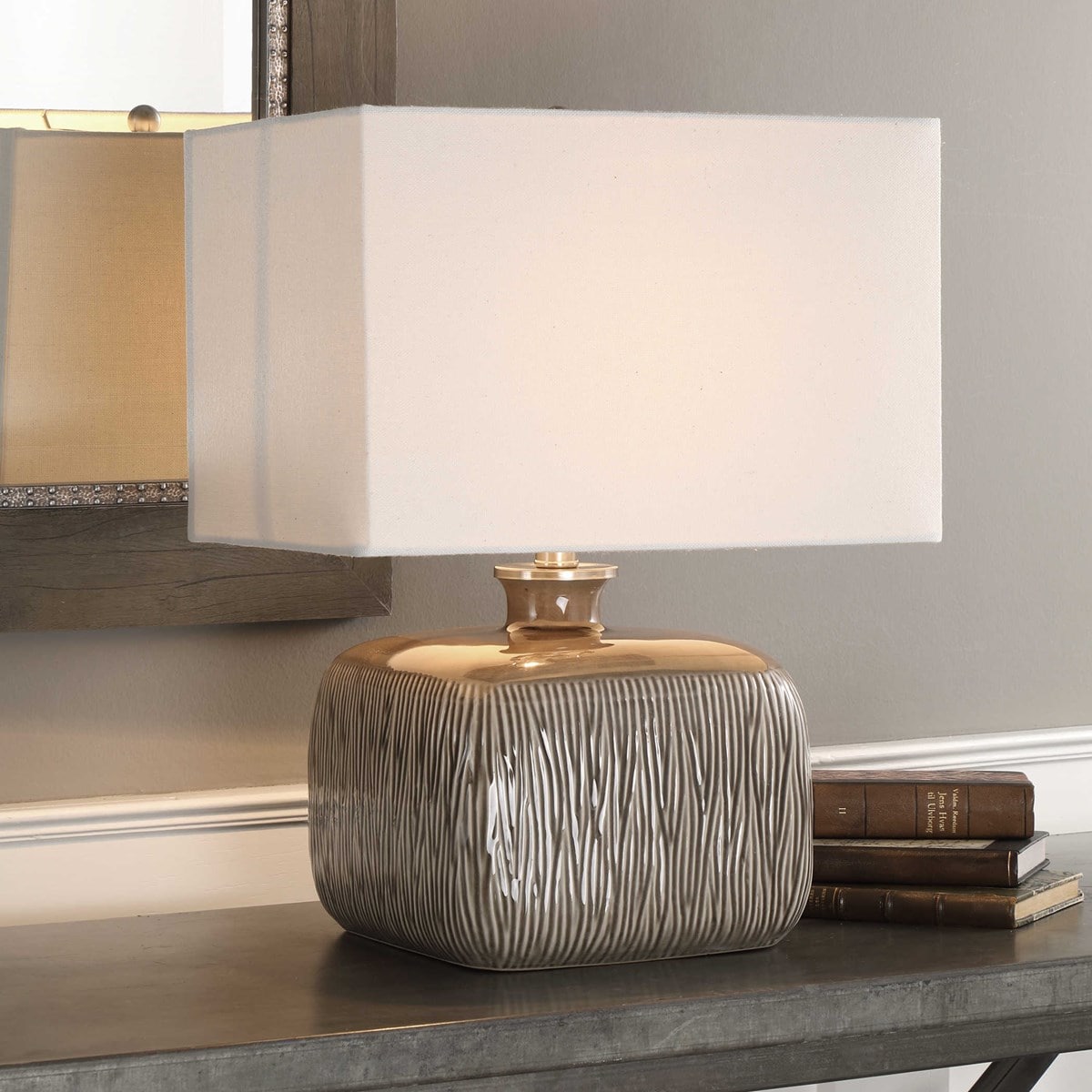Taupe Gray Glaze, with Plated Brushed Nickel Table Lamps by Modish Store | Table Lamps | Modishstore - 3