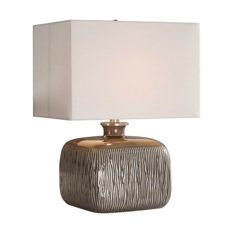 Taupe Gray Glaze, with Plated Brushed Nickel Table Lamps by Modish Store | Table Lamps | Modishstore