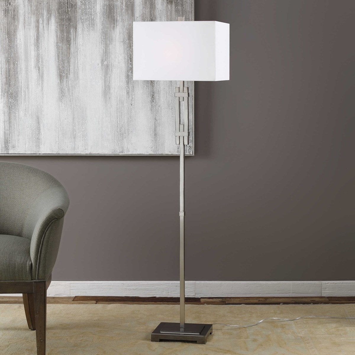 59" Tall Buffet Floor Lamp Brushed Nickel by Modish Store | Floor Lamps | Modishstore - 3