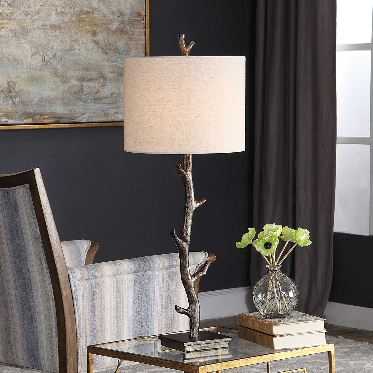 Dark Bronze with Silver Table Lamps by Modish Store | Table Lamps | Modishstore - 7