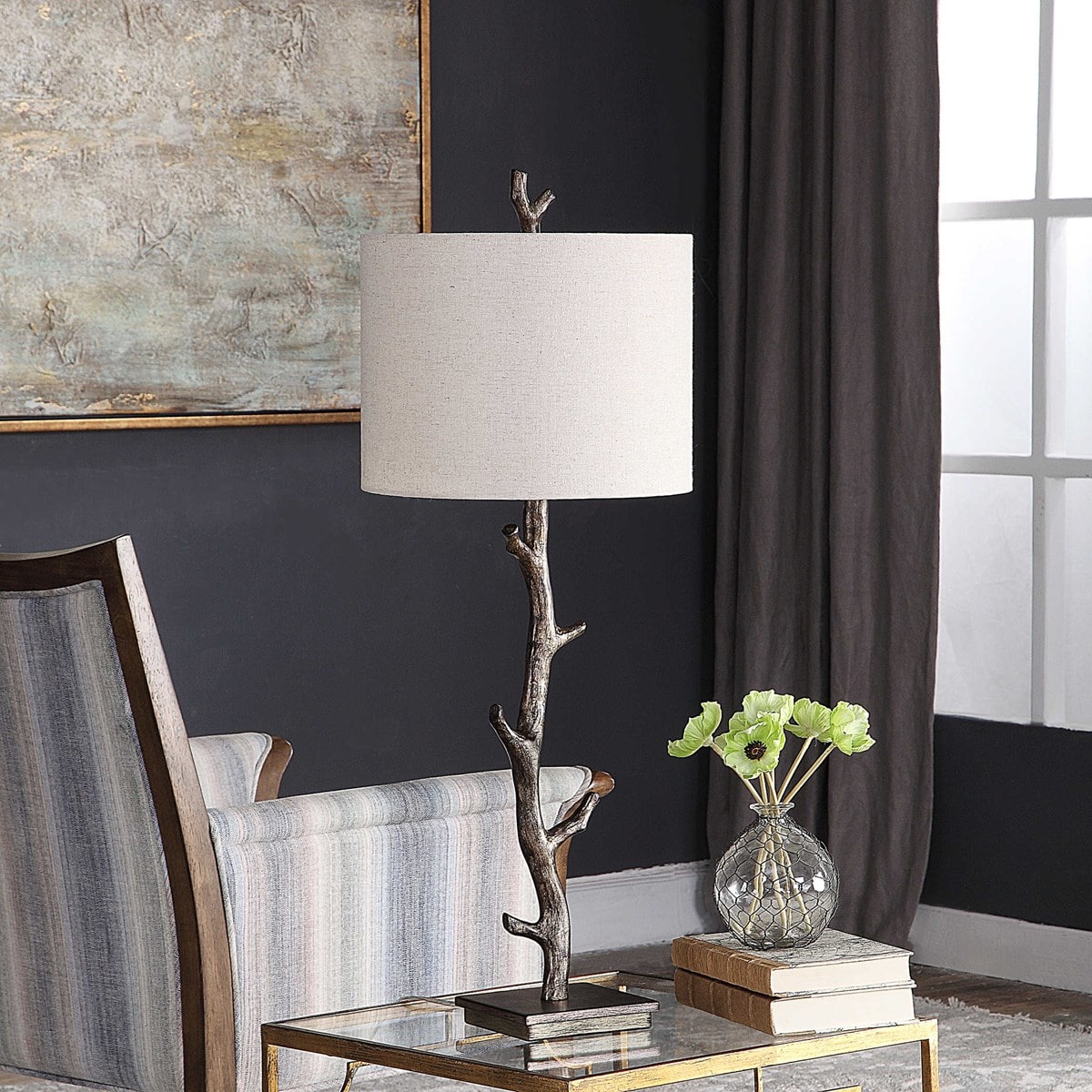 Dark Bronze with Silver Table Lamps by Modish Store | Table Lamps | Modishstore - 4