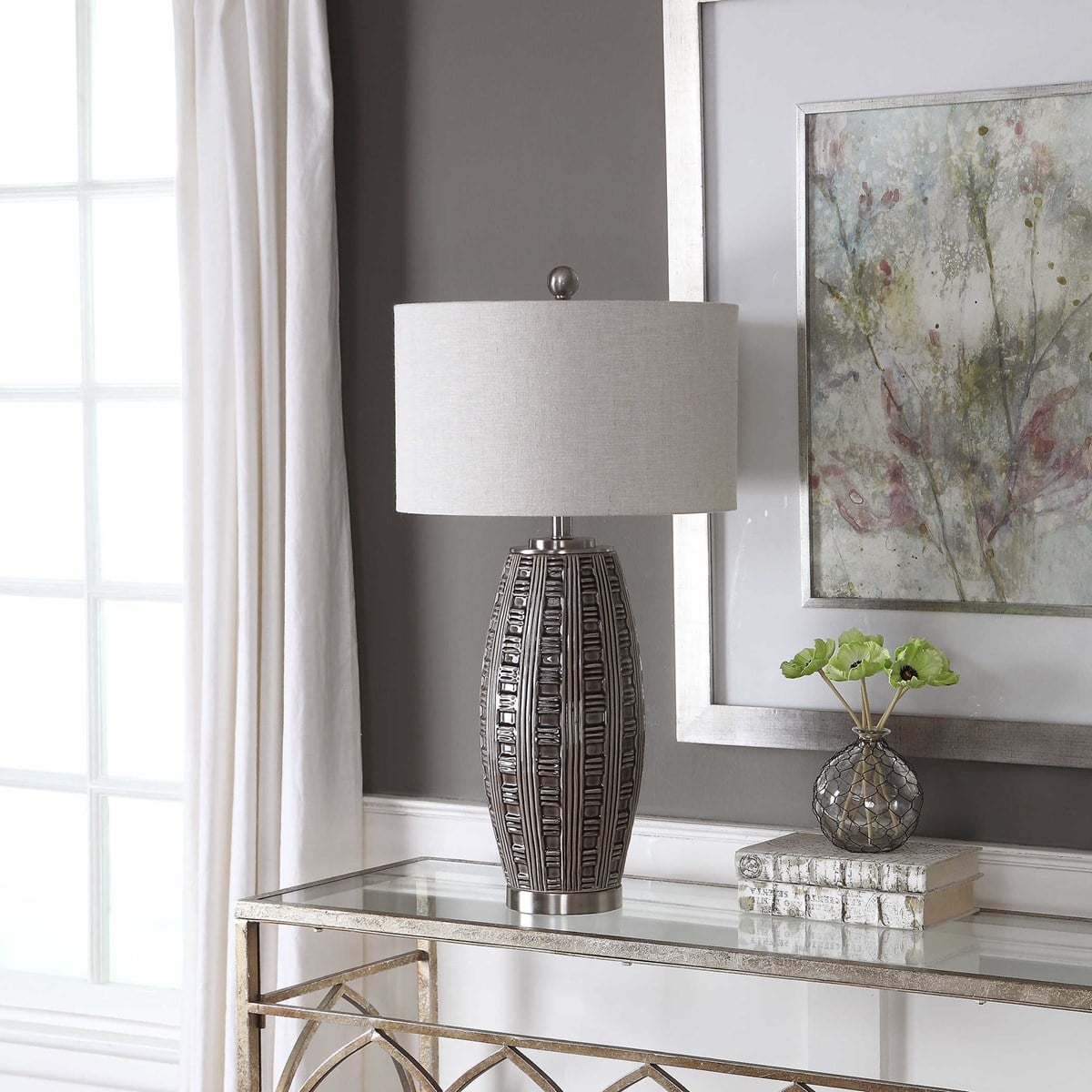 Gray Glaze Ceramic Table Lamps by Modish Store | Table Lamps | Modishstore - 5