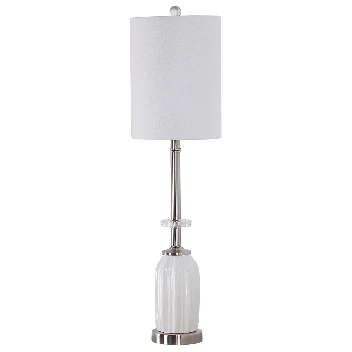 White Ceramic Textured Base Table Lamps by Modish Store | Table Lamps | Modishstore - 5