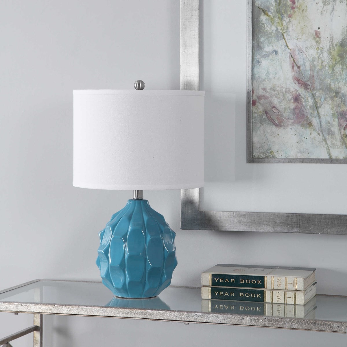 Scalloped Ceramic Light Blue Table Lamps by Modish Store | Table Lamps | Modishstore - 6