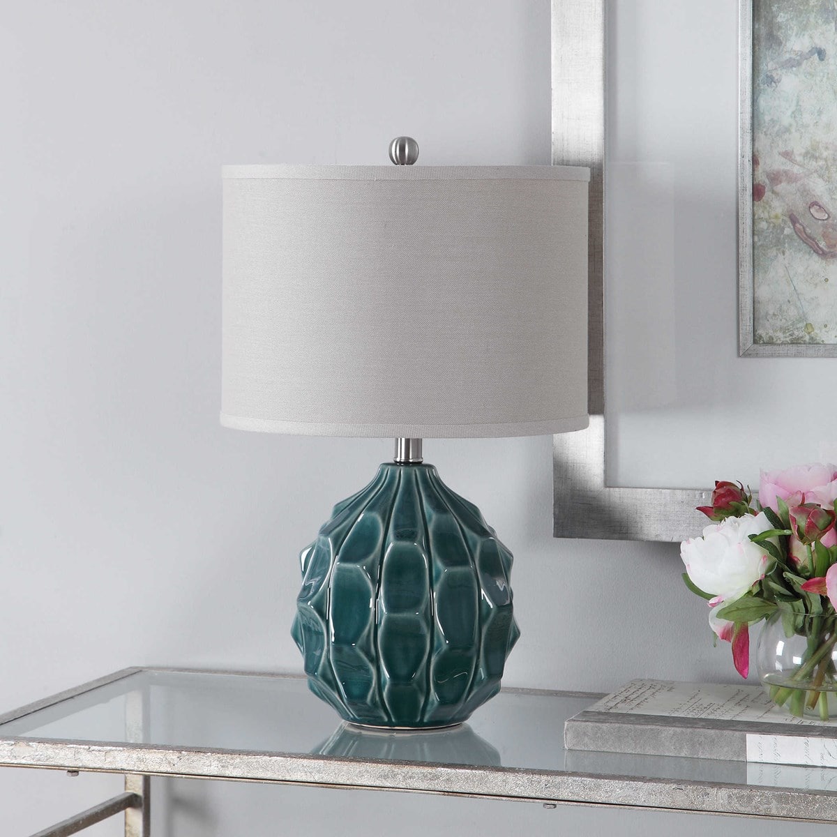 Olive Scalloped Ceramic Gray Table Lamps by Modish Store | Table Lamps | Modishstore - 6