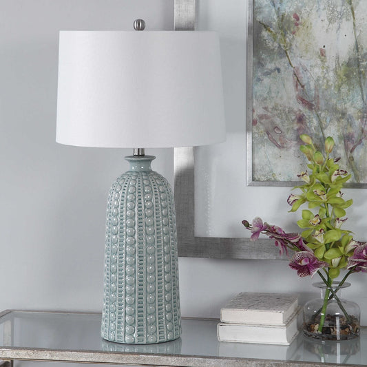 Bluish Green with Cream Table Lamps By Modish Store | Table Lamps | Modishstore