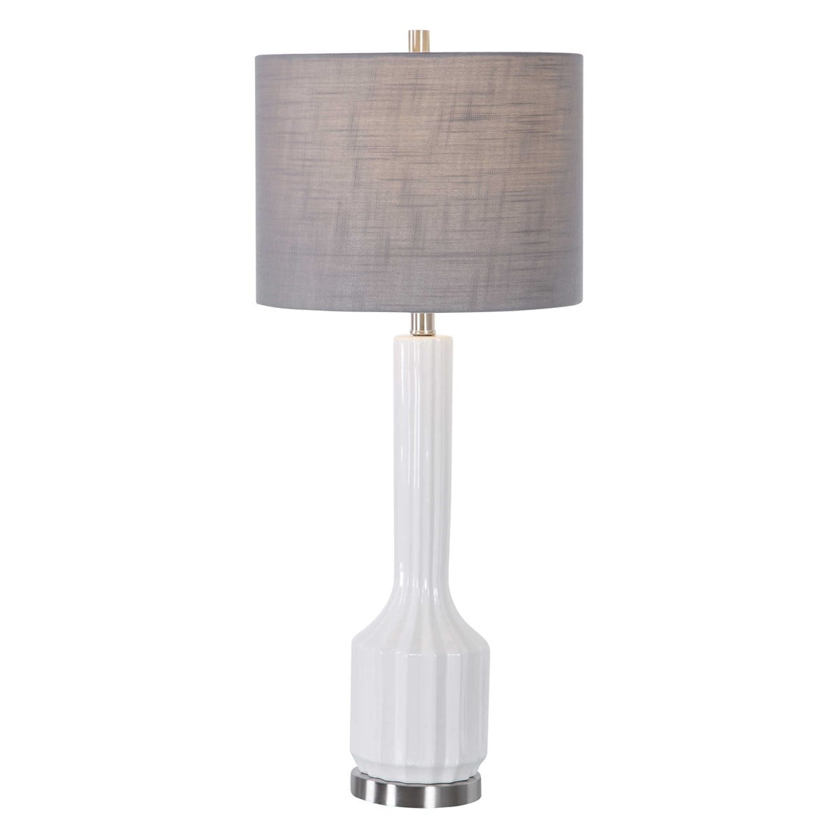High Gloss white with Brushed Nickel Table Lamp By Modish Store | Table Lamps | Modishstore - 2