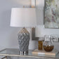 Scalloped Ceramic Bluish Gray Finish Table Lamp By Modish Store | Table Lamps | Modishstore - 4