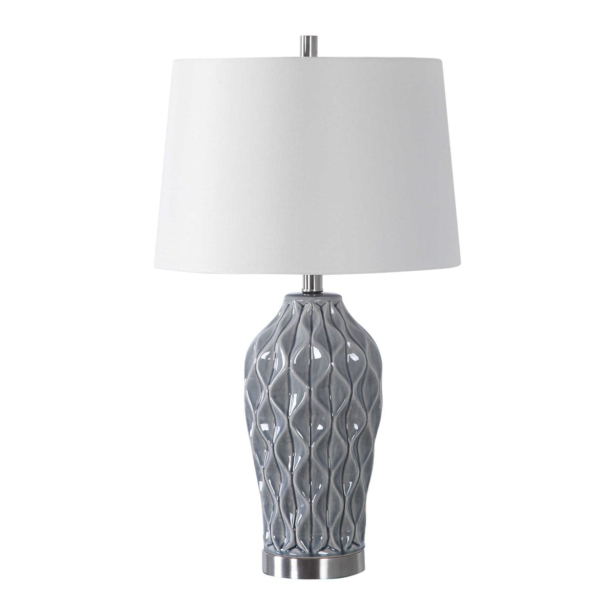 Scalloped Ceramic Bluish Gray Finish Table Lamp By Modish Store | Table Lamps | Modishstore - 2