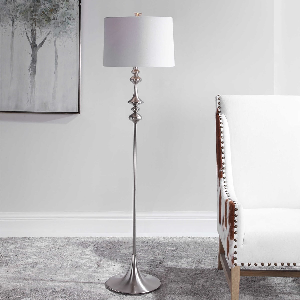 3-WAY White Linen Fabric Floor Lamps By Modish Store | Floor Lamps | Modishstore - 7