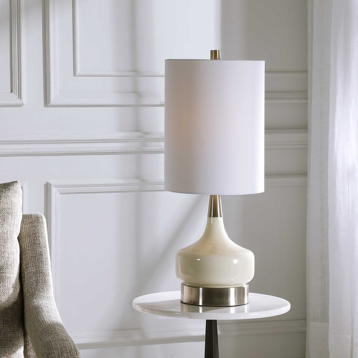 White Glass Table Lamp by Modish Store | Table Lamps | Modishstore - 8