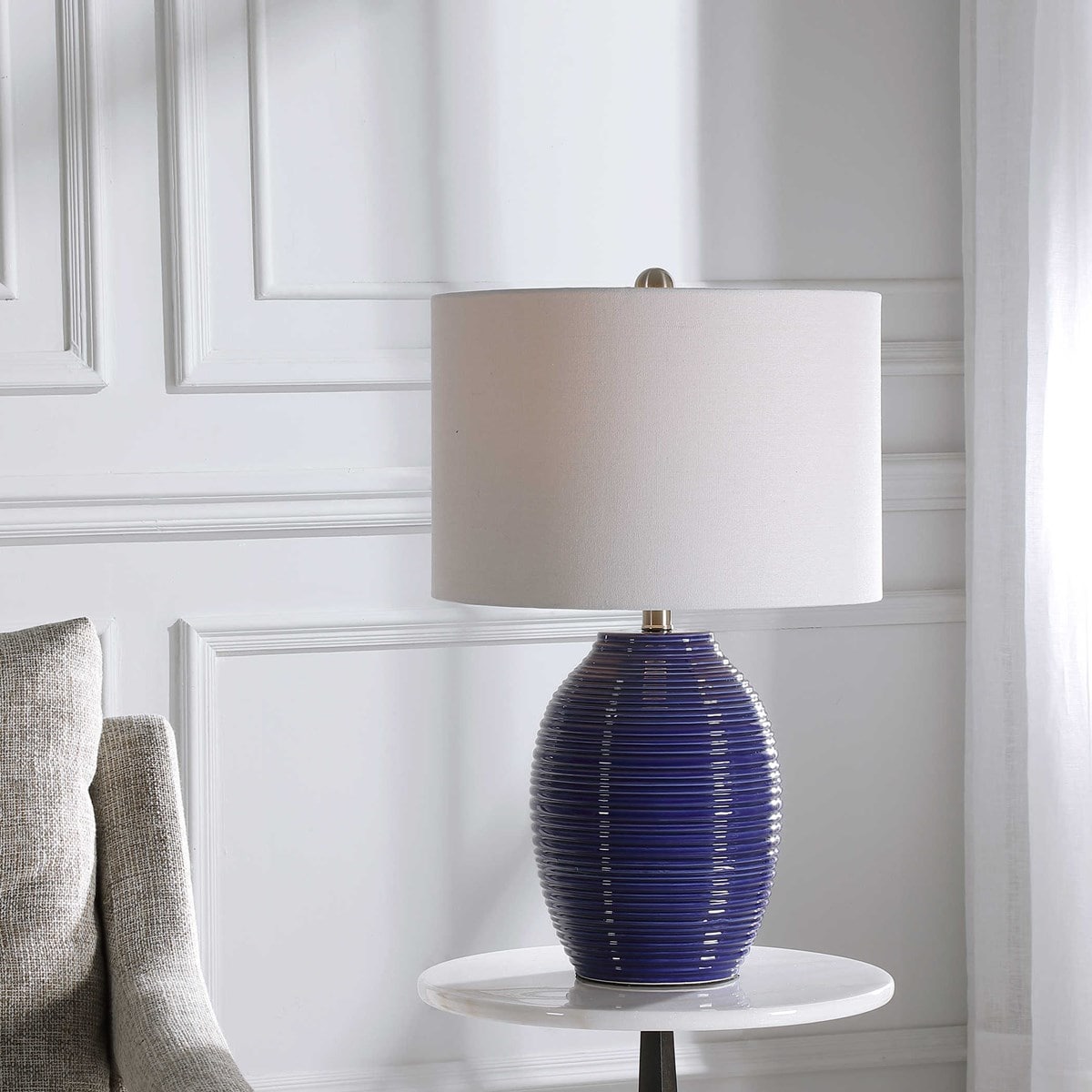 Rich Indigo Blue Ceramic Table Lamp By Modish Store | Table Lamps | Modishstore - 8