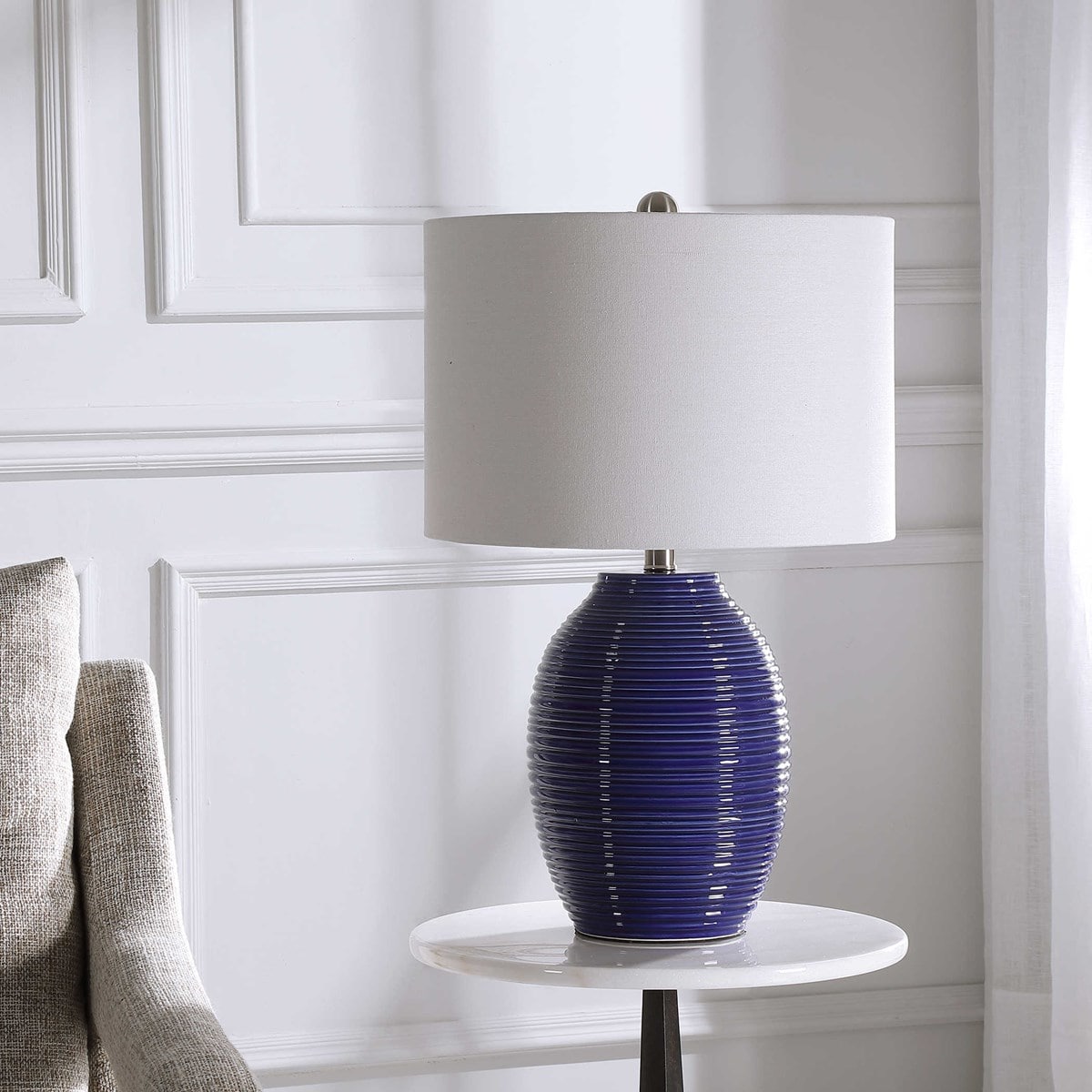 Rich Indigo Blue Ceramic Table Lamp By Modish Store | Table Lamps | Modishstore - 2