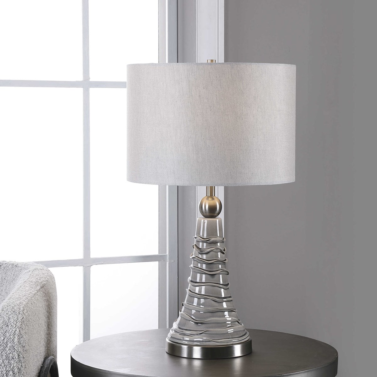Dove Gray Ceramic Table Lamp by Modish Store | Table Lamps | Modishstore - 9