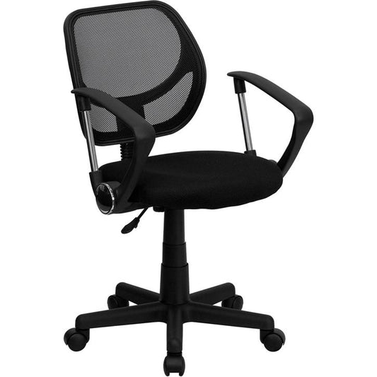 Low Back Black Mesh Swivel Task Office Chair With Curved Square Back And Arms By Flash Furniture | Office Chairs | Modishstore