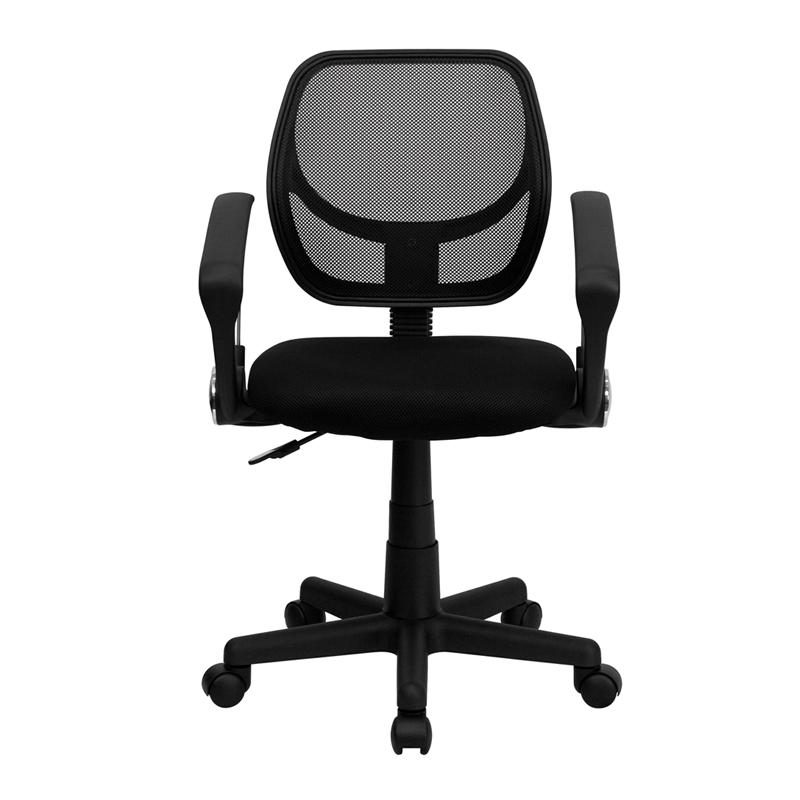 Low Back Black Mesh Swivel Task Office Chair With Curved Square Back And Arms By Flash Furniture | Office Chairs | Modishstore - 4