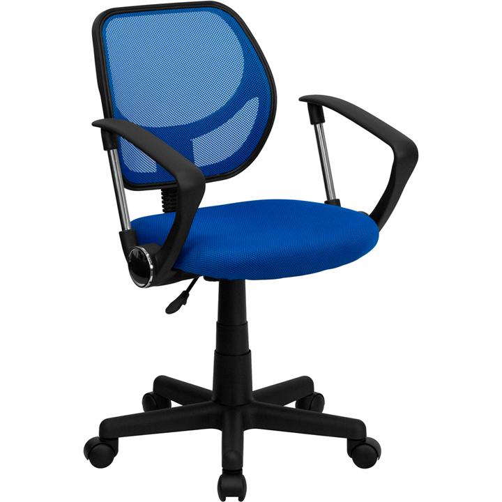 Low Back Blue Mesh Swivel Task Office Chair With Curved Square Back And Arms By Flash Furniture | Office Chairs | Modishstore - 1