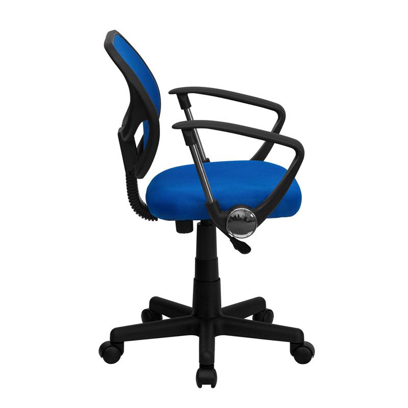 Low Back Blue Mesh Swivel Task Office Chair With Curved Square Back And Arms By Flash Furniture | Office Chairs | Modishstore - 2