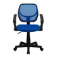 Low Back Blue Mesh Swivel Task Office Chair With Curved Square Back And Arms By Flash Furniture | Office Chairs | Modishstore - 4