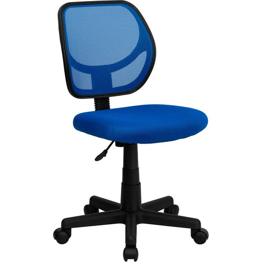 Low Back Blue Mesh Swivel Task Office Chair By Flash Furniture | Office Chairs | Modishstore