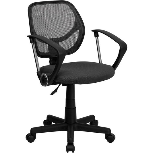 Low Back Gray Mesh Swivel Task Office Chair With Arms By Flash Furniture | Office Chairs | Modishstore