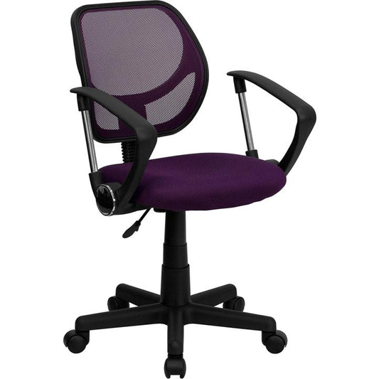 Low Back Purple Mesh Swivel Task Office Chair With Arms By Flash Furniture | Office Chairs | Modishstore