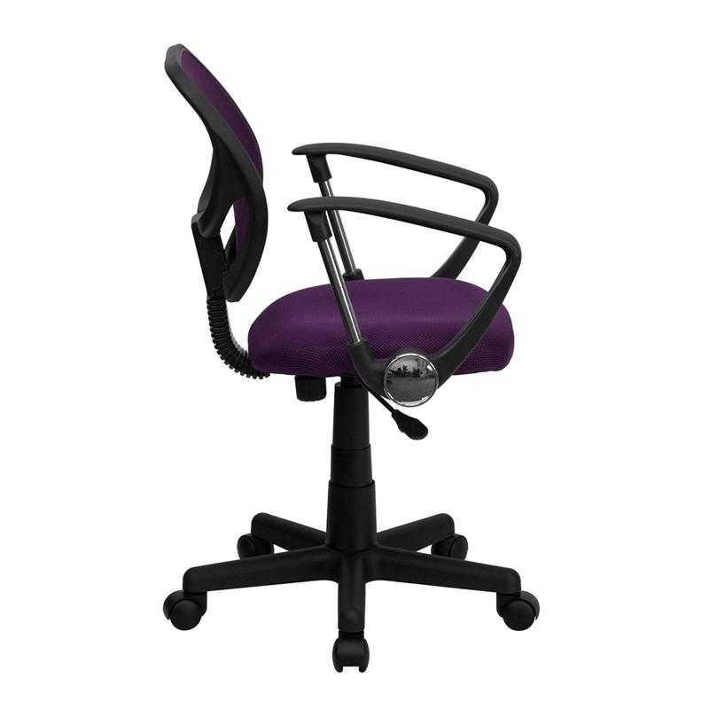 Low Back Purple Mesh Swivel Task Office Chair With Arms By Flash Furniture | Office Chairs | Modishstore - 2