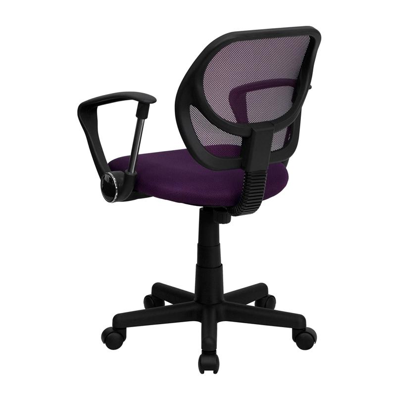 Low Back Purple Mesh Swivel Task Office Chair With Arms By Flash Furniture | Office Chairs | Modishstore - 3
