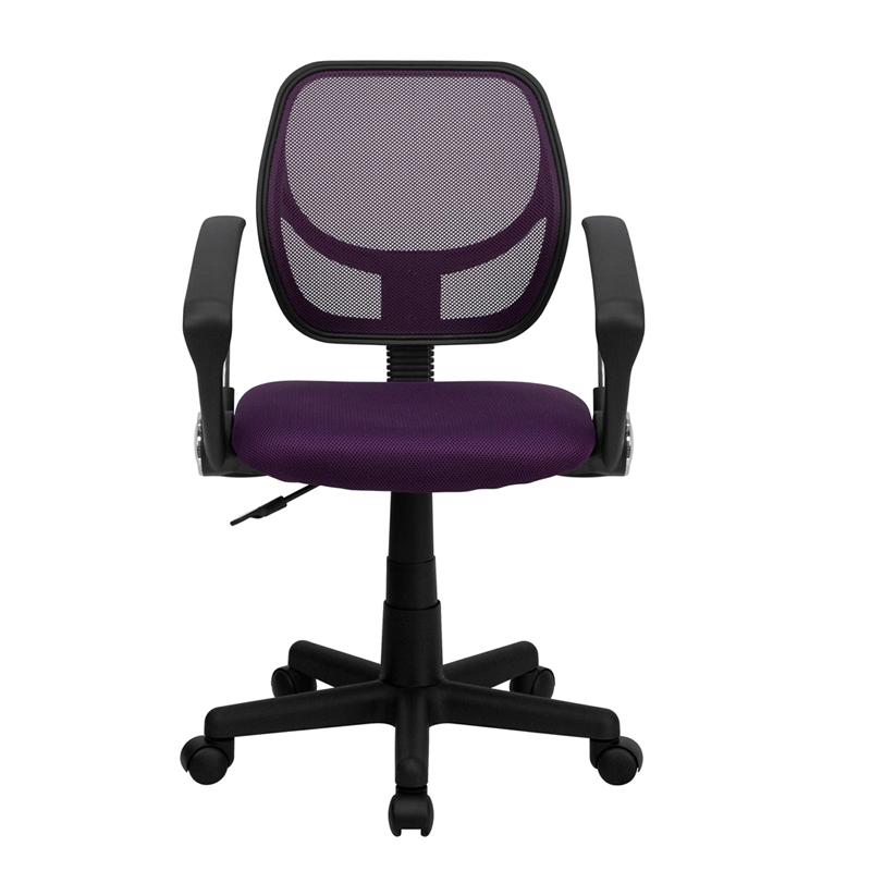 Low Back Purple Mesh Swivel Task Office Chair With Arms By Flash Furniture | Office Chairs | Modishstore - 4