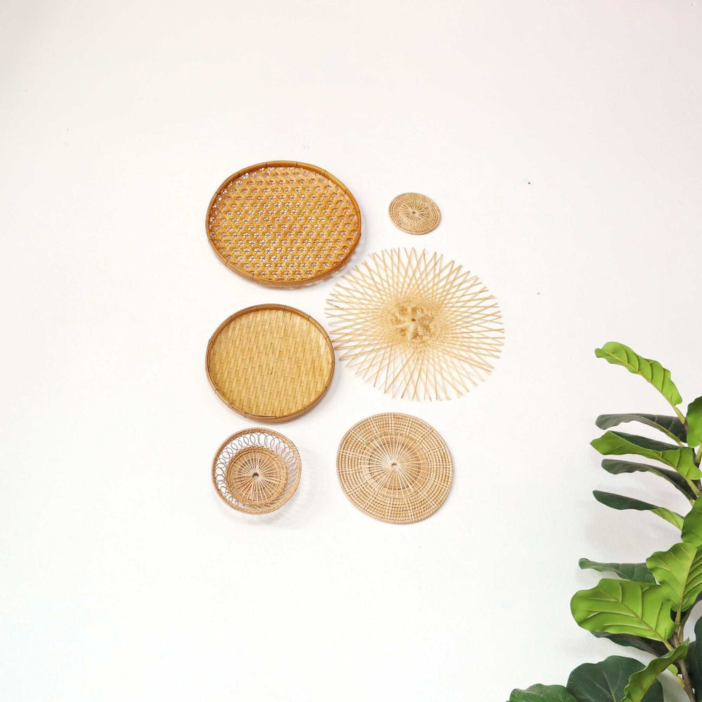 Bamboo And Rattan Wall Hanging Decor Set Of 6 - Ma Di Son By Thaihome | Wall Art | Modishstore - 9