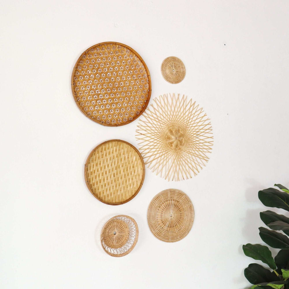Bamboo And Rattan Wall Hanging Decor Set Of 6 - Ma Di Son By Thaihome | Wall Art | Modishstore - 5