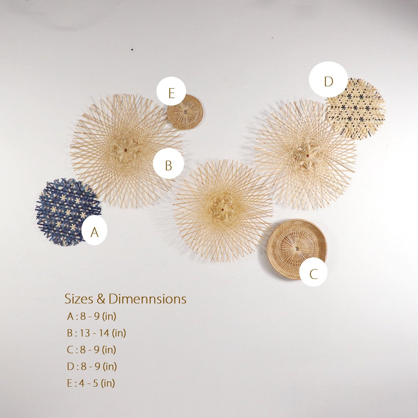 Lin La Da - Bamboo And Rattan Wall Hanging Decor Set Of 7 By Thaihome | Wall Art | Modishstore - 2