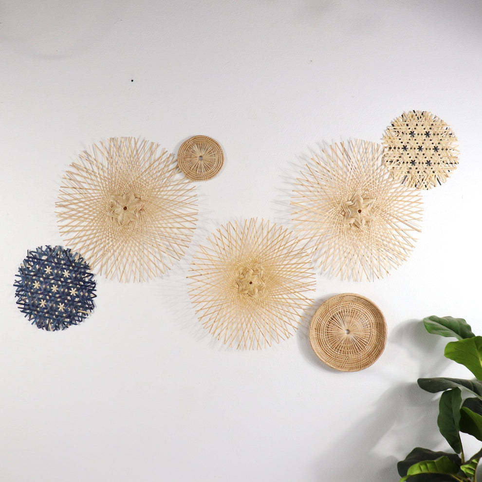 Lin La Da - Bamboo And Rattan Wall Hanging Decor Set Of 7 By Thaihome | Wall Art | Modishstore - 5
