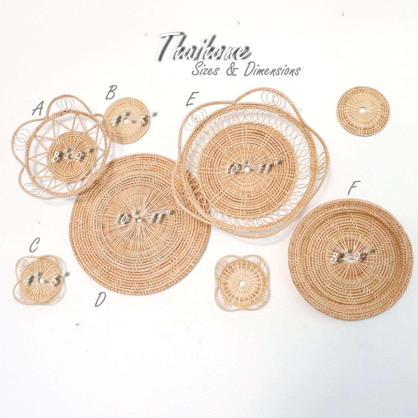 Hom - Rattan Wall Art DeCor Hanging (Set Of 8) By Thaihome | Wall Decor | Modishstore - 2