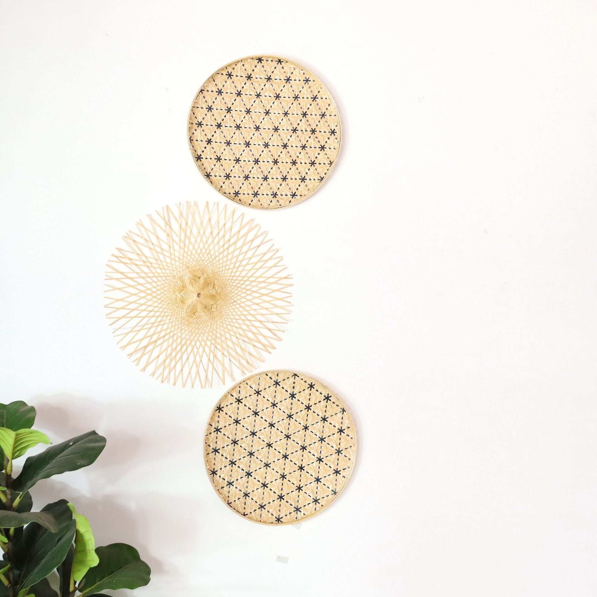 Kem Ma Pat- Bamboo Woven Wall Hangings (Set Of 3) By Thaihome | Wall Art | Modishstore - 3
