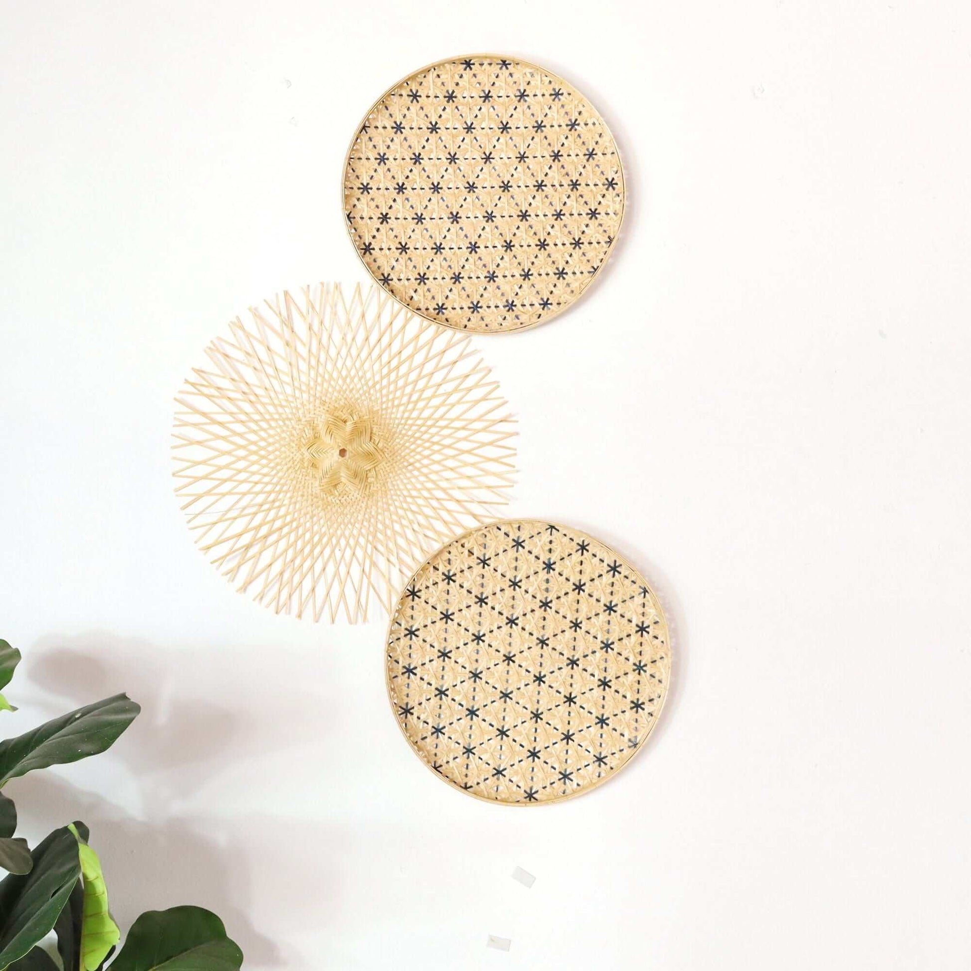 Kem Ma Pat- Bamboo Woven Wall Hangings (Set Of 3) By Thaihome | Wall Art | Modishstore