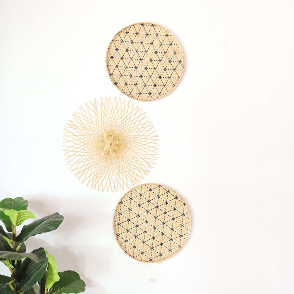 Kem Ma Pat- Bamboo Woven Wall Hangings (Set Of 3) By Thaihome | Wall Art | Modishstore - 5