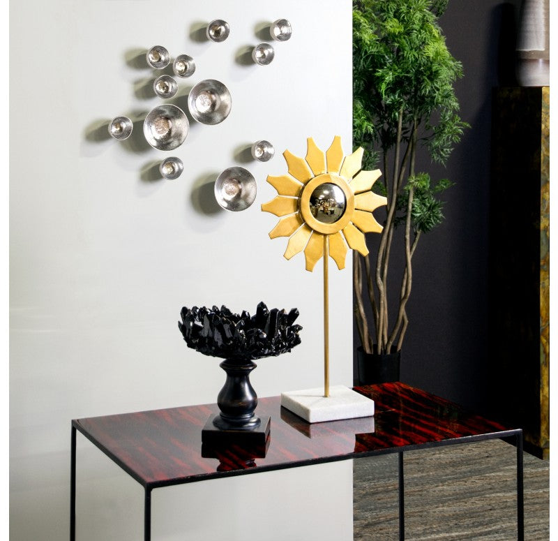 Flower Mirror Sculpture, 'Sunflower', 24"H by Gold Leaf Design Group | Sculptures | Modishstore-4