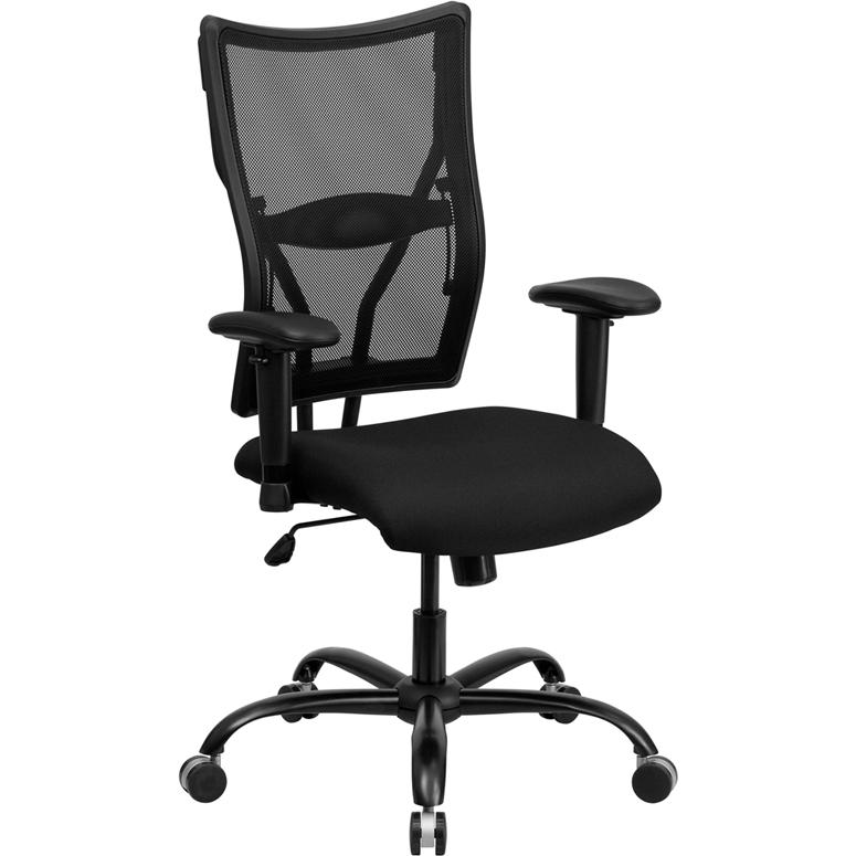 Hercules Series Big & Tall 400 Lb. Rated Black Mesh Executive Swivel Ergonomic Office Chair With Adjustable Arms By Flash Furniture | Office Chairs | Modishstore - 1