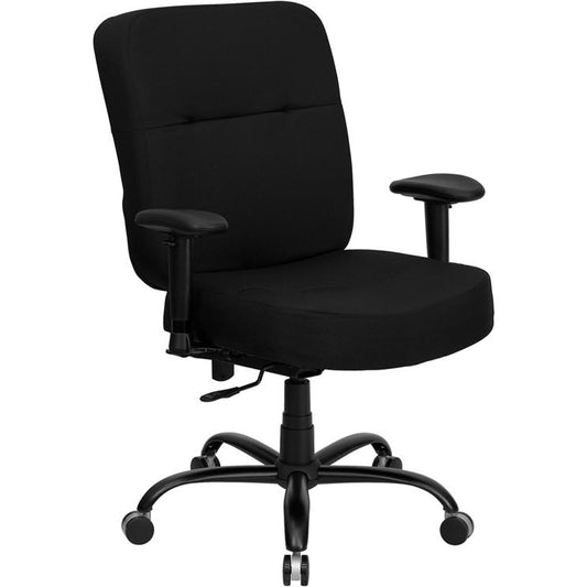 Hercules Series Big & Tall 400 Lb. Rated Black Fabric Rectangular Back Ergonomic Office Chair With Arms By Flash Furniture | Office Chairs | Modishstore