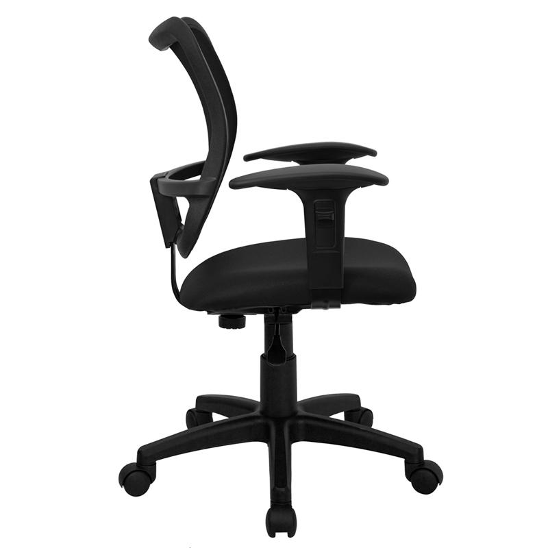 Mid-Back Black Mesh Swivel Task Office Chair With Adjustable Arms By Flash Furniture | Office Chairs | Modishstore - 2