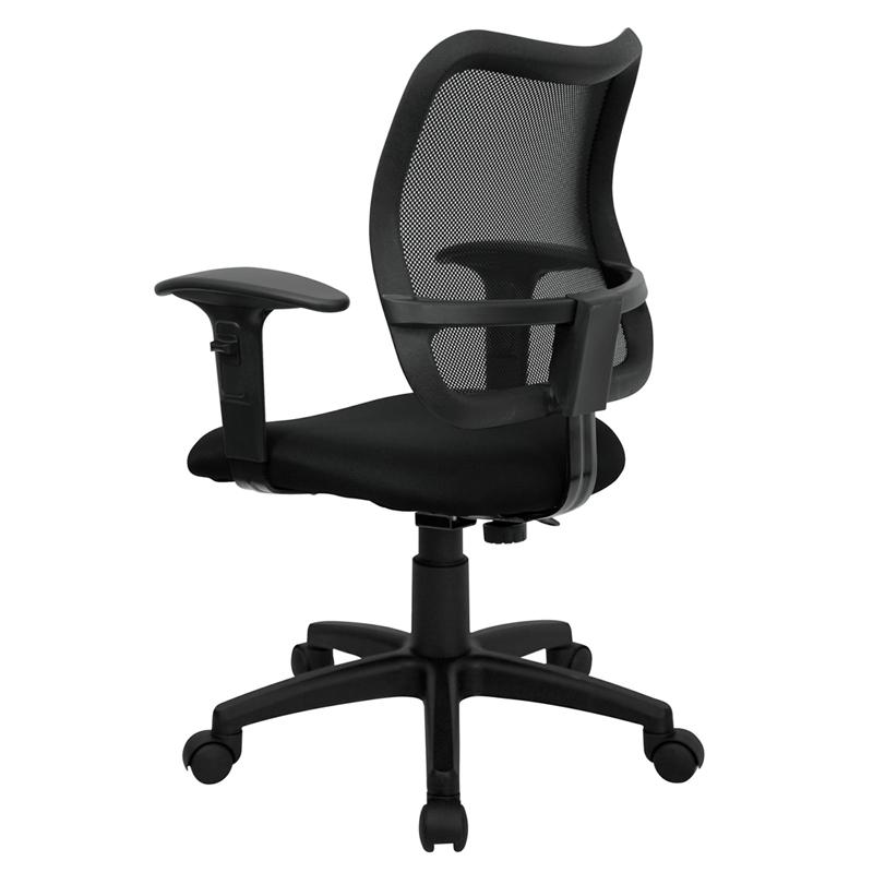 Mid-Back Black Mesh Swivel Task Office Chair With Adjustable Arms By Flash Furniture | Office Chairs | Modishstore - 3