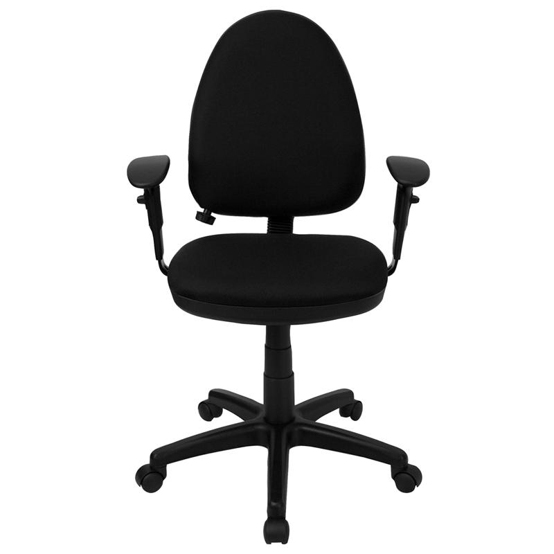 Mid-Back Black Fabric Multifunction Swivel Ergonomic Task Office Chair With Adjustable Lumbar Support & Arms By Flash Furniture | Office Chairs | Modishstore - 4