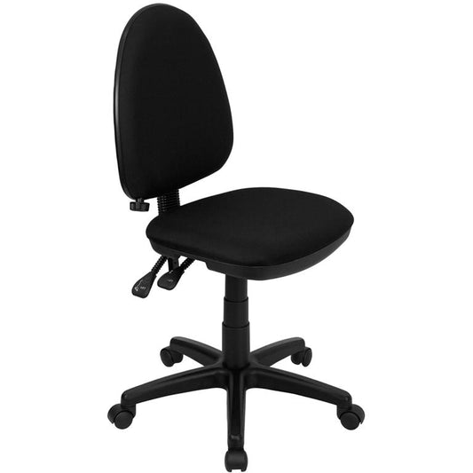 Mid-Back Black Fabric Multifunction Swivel Ergonomic Task Office Chair With Adjustable Lumbar Support By Flash Furniture | Office Chairs | Modishstore