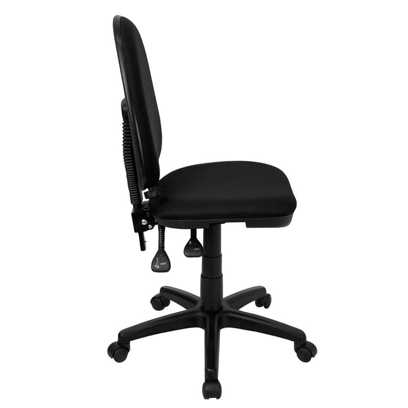 Mid-Back Black Fabric Multifunction Swivel Ergonomic Task Office Chair With Adjustable Lumbar Support By Flash Furniture | Office Chairs | Modishstore - 2