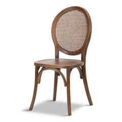 Wood Round Rattan Back Chair - Dark Medium Set Of 4 By Atlas
