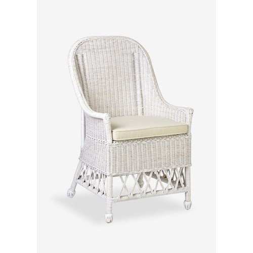 Daphnie Rattan Arm Chair-White Aged Finish by Jeffan | Armchairs | Modishstore - 6