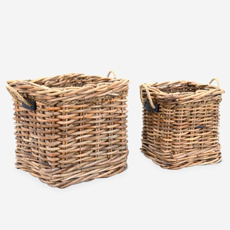 Leeton Square Rattan Baskets - Set of 2 by Jeffan | Bins, Baskets & Buckets | Modishstore