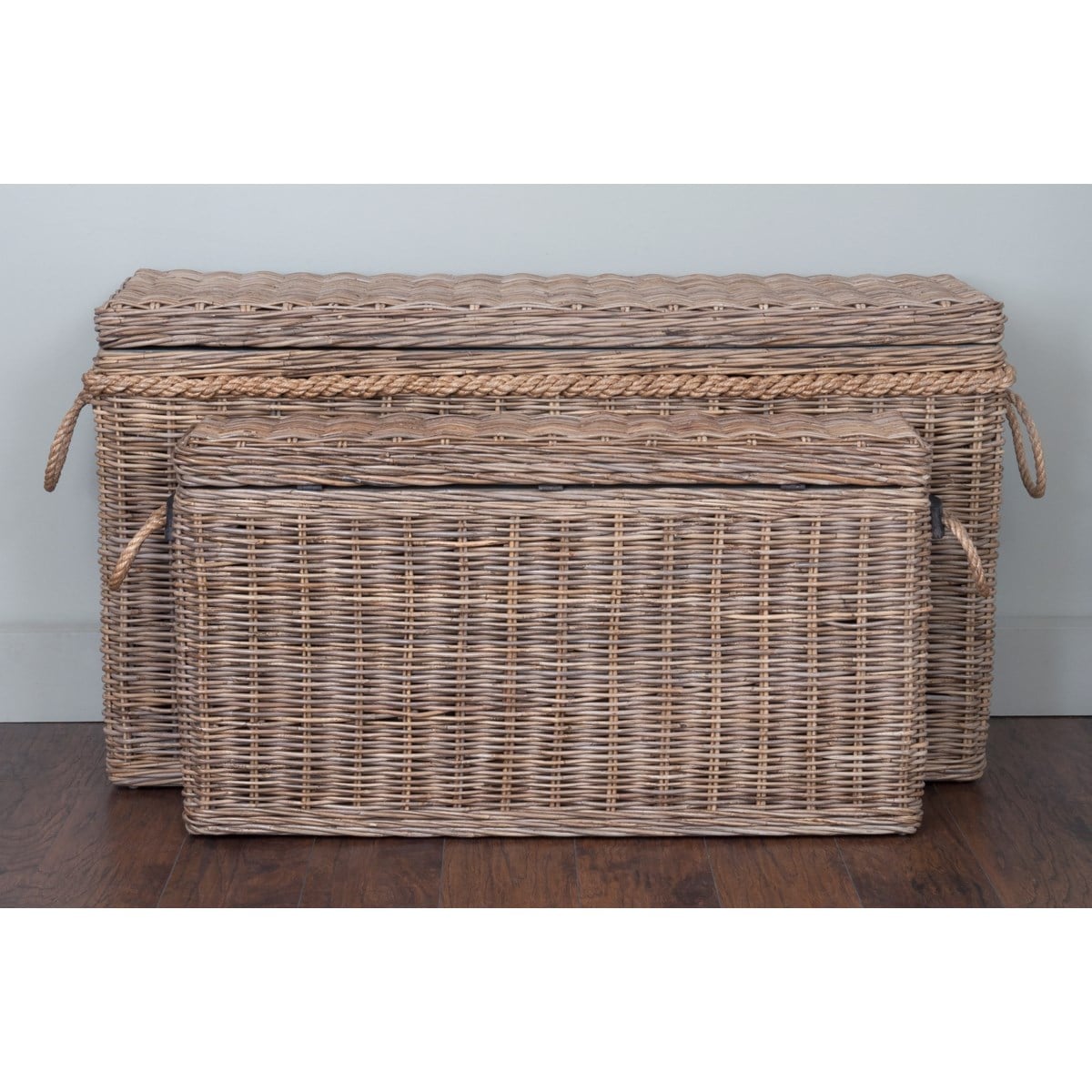 Sabrina Rattan Basket Console set of 2 W/Storage by Jeffan | Bins, Baskets & Buckets | Modishstore - 6